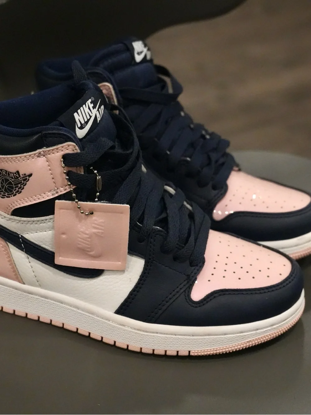 Nike Kids High-Top Sneakers in Navy, Pink & White